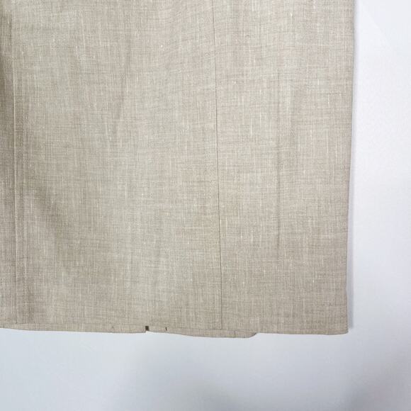 Halogen Size 4 Khaki Cream Linen Blend Pencil Skirt Career Work Office Zip Back - Picture 4 of 9